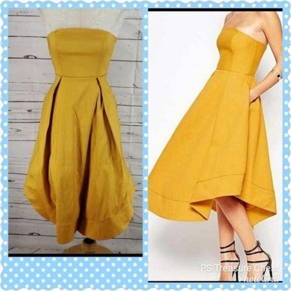 Haoduoyi gold strapless small‎ pocket fitted flare party dance dress - Picture 2 of 8